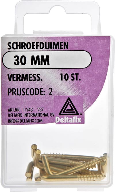 Deltafix Schroefduimen - 10x - vermessingd metaal - 30 mm - ijzerwaren bevestigsmaterialen