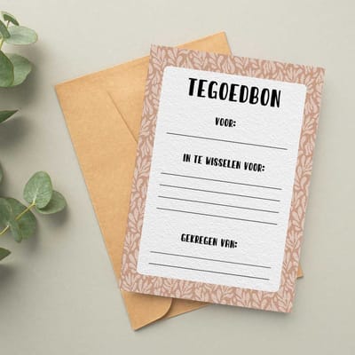 Tegoedbon A5 Roze - Tegoed - Inclusief Goudkleurige envelop - Cadeaubon - Vaderdag - Beleving cadeau geven