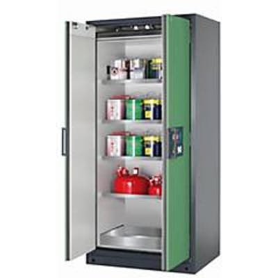 Veiligheidskast type 90 asecos Q-CLASSIC-90, scharnierende deuren, reseda groen front, B 893 x D 615 x H 1953 mm