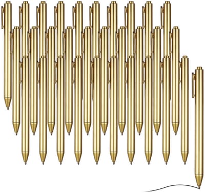 Dailygoods - 30 Stuks Gouden Intrekbare Balpennen met Zwarte Inkt