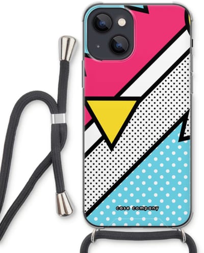 Case Company® - Hoesje met koord geschikt voor iPhone 13 hoesje met Koord - Pop Art #3 - Telefoonhoesje met Zwart Koord - Bescherming aan alle Kanten en Over de Schermrand