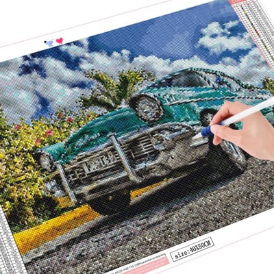 Diamant schilderij auto landschap strass foto volledige vierkante diamant borduurwerk 20X30CM gray