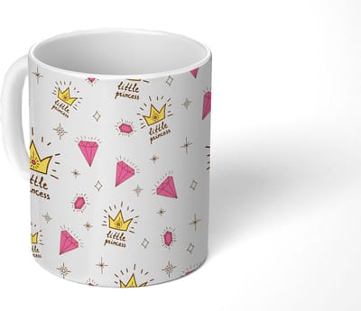 Mok - Koffiemok - Prinses - Patronen - Quote - Kroon - Mokken - 350 ML - Beker - Koffiemokken - Theemok
