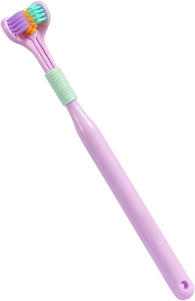Sensory Tandenborstel - 3-Zijdig Borstel - Mondhygiëne Verbeteren - Ergonomisch Antislip Handvat - 19.5 cm Lengte - Paars