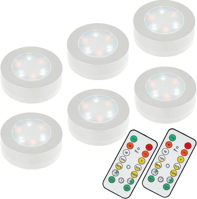 Draaibare LED Kastverlichting op Batterijen met Afstandsbediening (6 stuks)