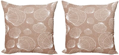 ABAKUHAUS Kussenhoes-Set met schelpen (2x) – Dubbelzijdig bedrukt – 45x45 cm – microvezel, rits, multicolor