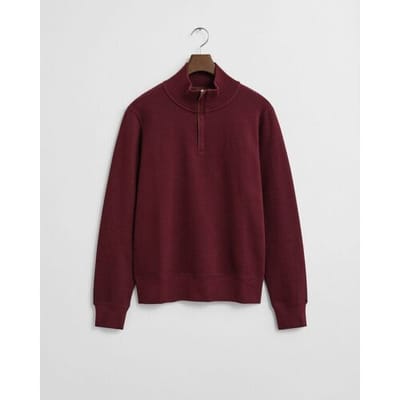Gant Trui Sacker Rib Half Zip Subtle Tone-on-Tone Logo Embroidery Winter Wine / male