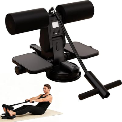 Sit-up Bar - Buikspiertrainer - Thuis Fitness - Dubbele Zuignap - Verstelbaar - Zwart