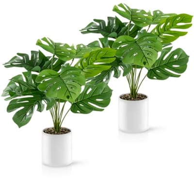 Kunstplanten (60 cm) in witte keramische potten: grote kunstplanten | kunstplanten als echt | kunstplanten in pot