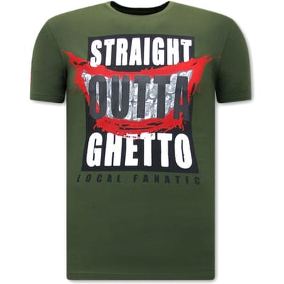 Coole Shirts Heren - Straight Outta Ghetto - Groen