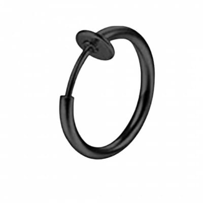 Oorring- 1 stuks- zwart- fake- geen gaatje -18 mm