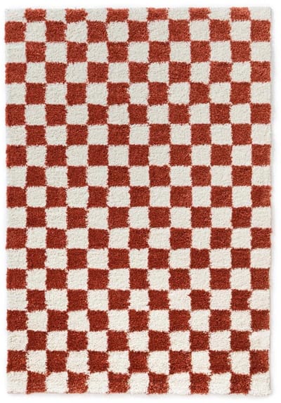 Checkerboard vloerkleed - Check ivoor/koraal 80x150