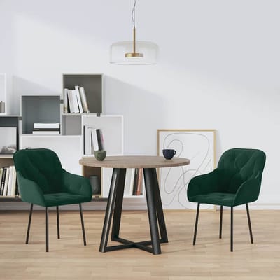 vidaXL - Eetkamerstoelen - 2 - st - fluweel - donkergroen