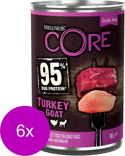 Wellness Core Grain Free 95 400 g - Hondenvoer - 6 x Kalkoen&Geit&Bataat