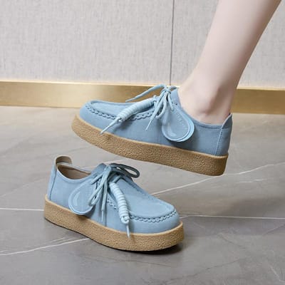 Dames Schoenen Suède Leer Casual Platte Schoenen Leer Enkele Schoenen Dames Lopen Antislip Chaussure Femme Zapatos De Mujer 38 gray
