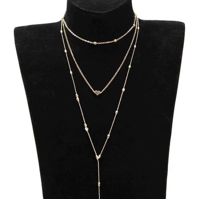 Accessoires Trendy Meerdere Lagen Straatfoto Sexy Kettingen Koperen Hart Hanger Ketting Set black