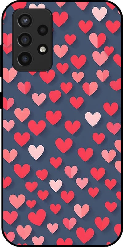 Smartphonica Telefoonhoesje Geschikt voor Samsung Galaxy A72 met Roze en Rode Hartjes Opdruk - TPU Backcover Case With Rosé and Red Heart Design geschikt voor Samsung Galaxy A72