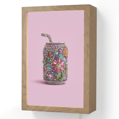 Wandlamp 20x30 cm - Oplaadbaar - Frisdrankblikje - Bloemenpatroon - Edelstenen - Kleurrijk - Wandlampen binnen woonkamer - Slaapkamer lamp met kabel - Decoratieve nachtlamp - Vloerlamp snoer