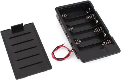Batterij Houder - Batterij Opslag - Apparaten Voeden - Met Deksel - 6x AA - Zwart