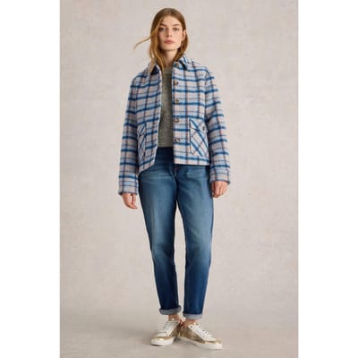 White Stuff Amelia Check Jacket Blue Multi Maat: 24 | Jassen Outlet | Dames | Blauw