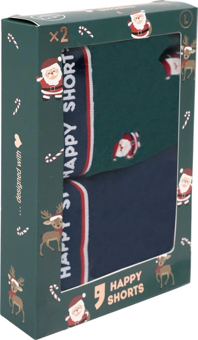 Happy Shorts 2-Pack Kerst Boxershorts Heren Santas - Maat XL