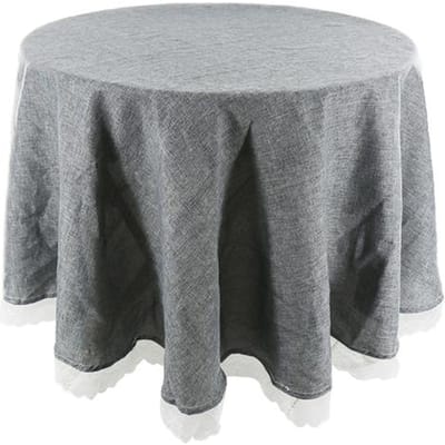 Tafelkleed Rond Khaki Grijs Kant Elegante Tafelkleden Eettafelhoes Doek Huis Hotel Textiel voor Bruiloft Evenement Hotel Decor 100cm Diameter grijze kleur
