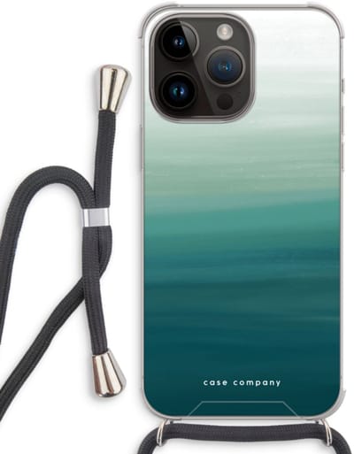 Case Company® - Hoesje met koord geschikt voor iPhone 14 Pro Max hoesje met Koord - Ocean - Telefoonhoesje met Zwart Koord - Bescherming aan alle Kanten en Over de Schermrand