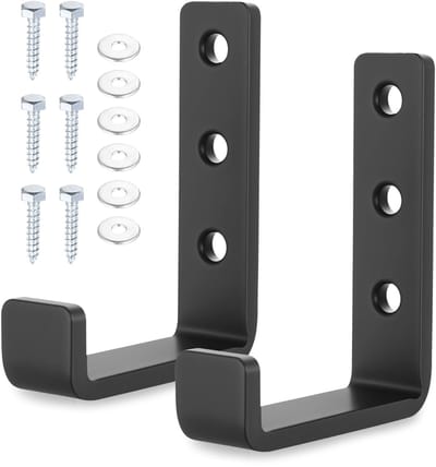 Dailygoods - 2 Stück Wandhaken Schwerlasthaken, Schwerlast Wandhaken zum Schrauben, J Form Garagenhaken, Garderobenhaken Wandhalterung zum Aufhängen Home Gartenschlauch Werkzeuge Organizer Mantelhaken(schwarz)