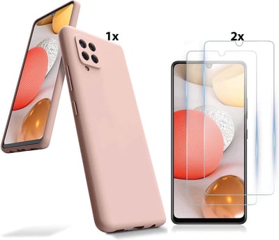 Hoesje Geschikt Voor Samsung Galaxy A42 5G Hoesje Soft Nano Silicone Backcover Gel Licht Roze Met 2x Glazen Screenprotector