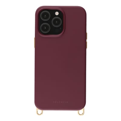 Selencia Hoesje - Geschikt voor iPhone 13 Pro - Rivièra geschikt voor MagSafe Backcover met afneembare haakjes - Bold Burgundy