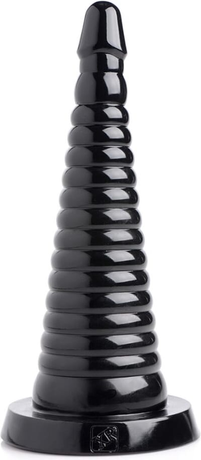 XR Brands AF608 - Giant Ribbed Anal Cone - Black
