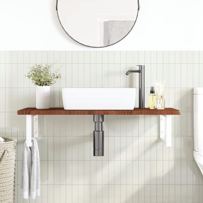 vidaXL - Badkamer - wandschap - staal - en - massief - eikenhout