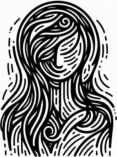 Doodle vrouw schilderij | Vrouwenpracht verweven in betoverende en speelse doodleskunstwerk | Kunst - 40x40 centimeter op Canvas | Foto op Canvas
