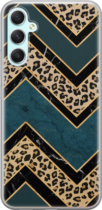 Leuke Telefoonhoesjes - Hoesje geschikt voor Samsung Galaxy A34 - Luipaard zigzag - Soft case - TPU - Multi