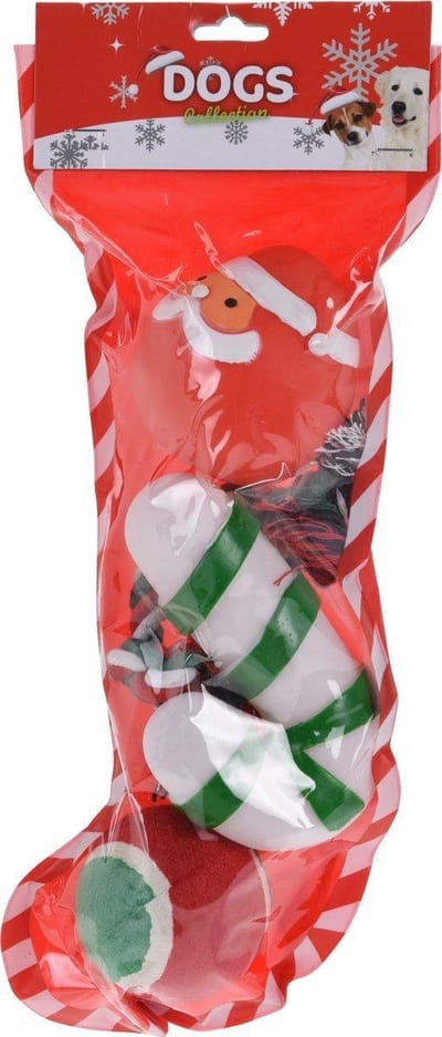 RelaxPets - Cadeau Sok - Hondenspeelgoed - Kerst Speelgoed - Hond - 4 Speeltjes