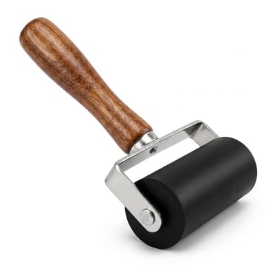Zwart houten inktroller hand roller beide rubber roller printmaking blokdruk lijm applicatie graveren behangen 5.9 cm compacte roller met houten handgreep