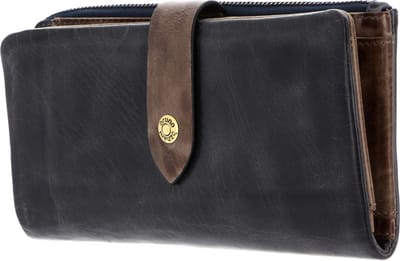 bruno banani Leren Portemonnee Lyon Wallet With Flap Blue Blauw