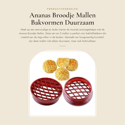 Dailygoods- Broodje Mal - 2 Stuks - Duurzaam Kunststof - Bakvormen - Ananas Broodje - Herbruikbaar - Ideaal voor Desserts - Bakvorm