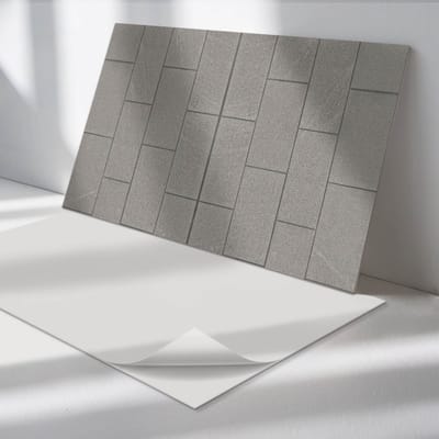Wallfluent Vinyl Wandpaneel - Stenen tegelpatroon Zelfklevend Wandpaneel - 100 cm x 50 cm - Grijs PVC wandpaneel - Set van 1 - Rechthoekig Wandbekleding Vinyl - Texturen Wandpaneel - PVC Muurpaneel - Wandpaneel Keuken en Badkamer