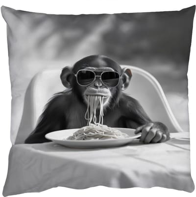Sierkussens - Kussentjes Woonkamer - 50x50 cm - Aap - Spaghetti - Zonnebril - Zwart wit - Cool - Dier