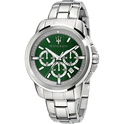 Maserati Successo Horloge - Maserati heren horloge - Groen - diameter 44 mm - roestvrij staal