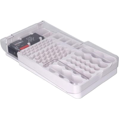 Batterij Opbergdoos Zachte Vulling Batterij Draagtas met Capaciteitstest Instrument gray