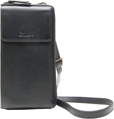 Esquire Leren Portemonnee Telefoontasje Peru Phone Wallet Bag Black Zwart
