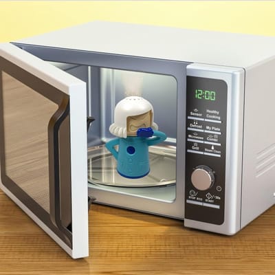 Magnetron Stoomreiniger - Keuken Reiniger - Magnetron Ontvetten - Leuk Cartoon Ontwerp - 11x13.5cm - Lichtblauw