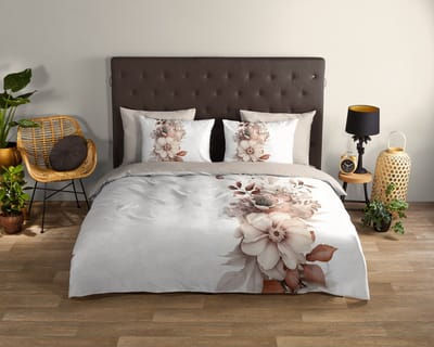 Good Morning dekbedovertrek bloemen/ rustig - 1 persoons 140x200/220 cm - Ecru - 100% Katoen renforc�