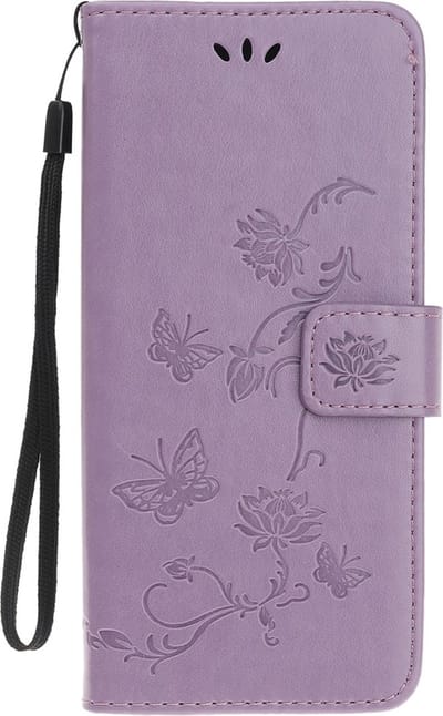 Peachy Wallet Bookcase kunstleer bloemen hoesje geschikt voor iPhone 13 mini - paars