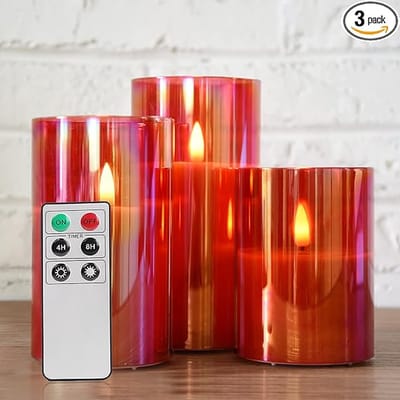 LED Kaarsen Rood – 3 Stuks Batterijkaarsen met Afstandsbediening en Timer – Valentijnsdecoratie
