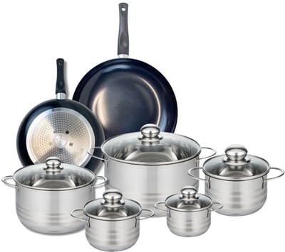 Set van 2 Kookpannen 24 en 28 cm en 5 braadpannen 12, 14, 16, 20 en 24 cm Elo Prima Brillant