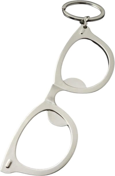 Flesopener/Sleutelhanger Bril 10.5 x 3.5 cm ( Zilverkleurig )