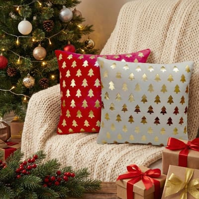 Set van 2 Kussenhoezen | 45 X 45 cm | Kussenhoes | Kussenhoesjes | Sierkussen | Velvet | met rits | Wit en rood